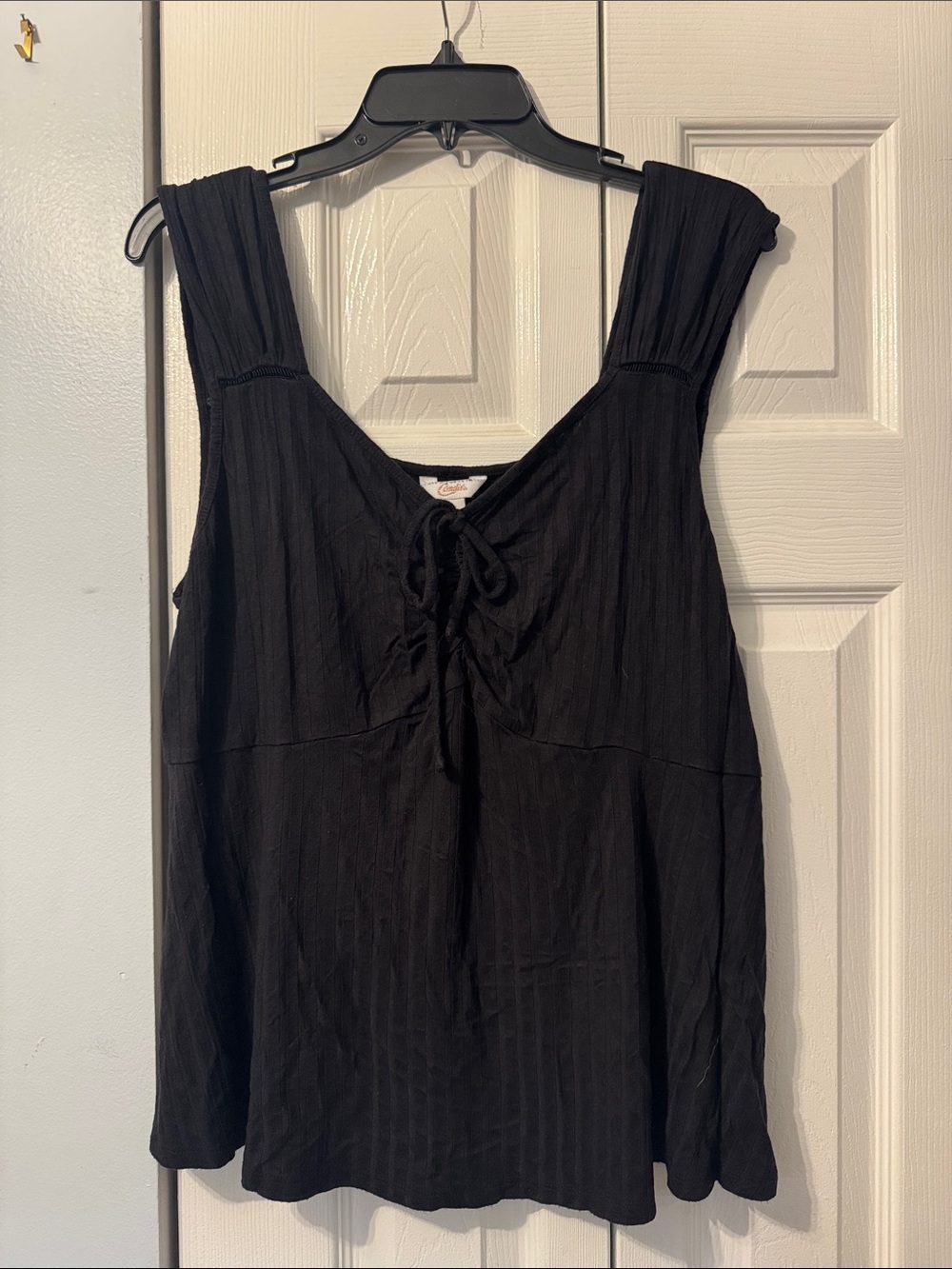 Candie's Black Lace-Up V-Neck Tank